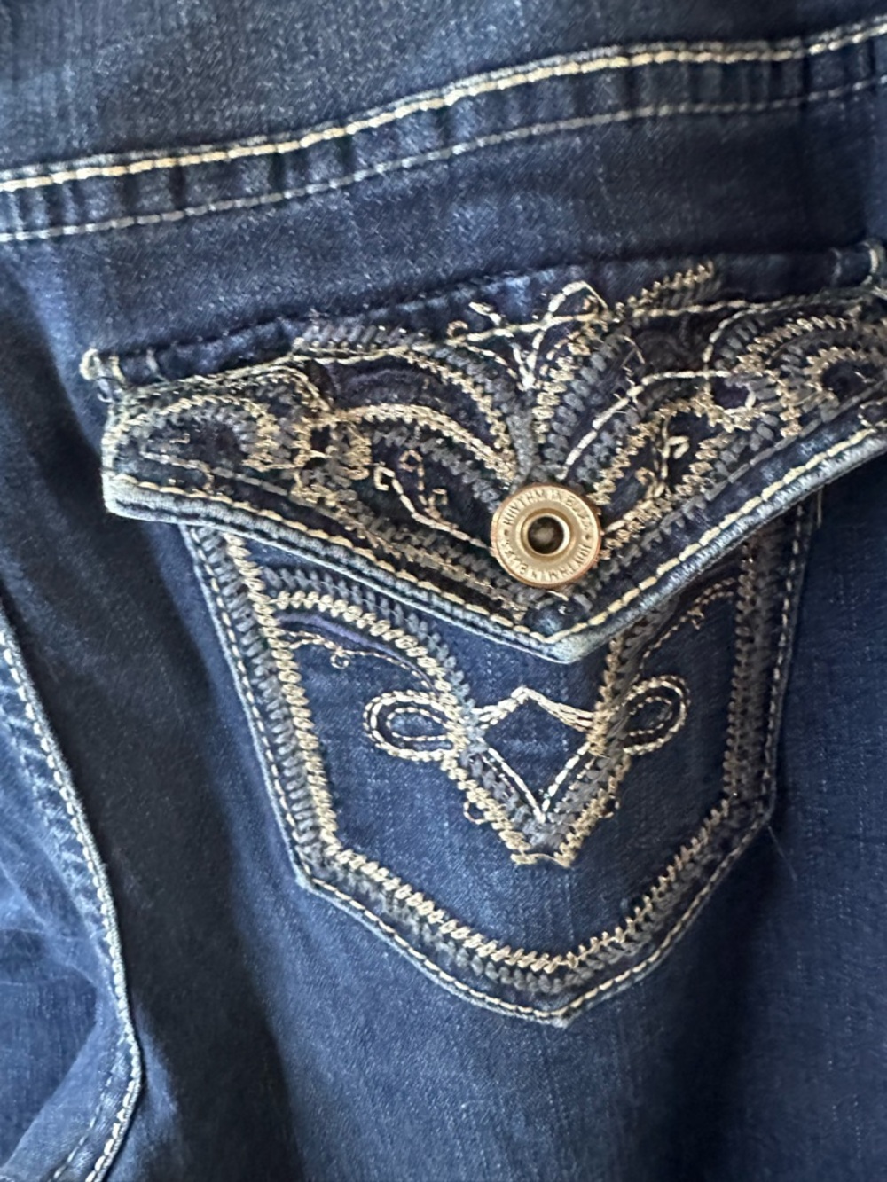 Rhythm & Blues Women's Boot Cut Jeans - Dark Blue - Picture 9 of 11